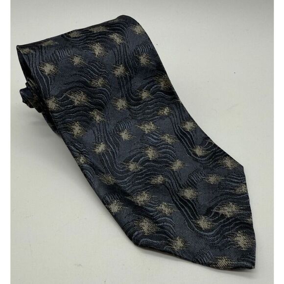Vintage Georgio Armani Luxury Silk Neck Tie Blue‎ Gray Made in Italy - Picture 1 of 4